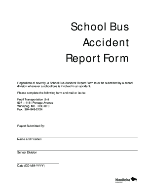 Bus Incident Report Example  Form