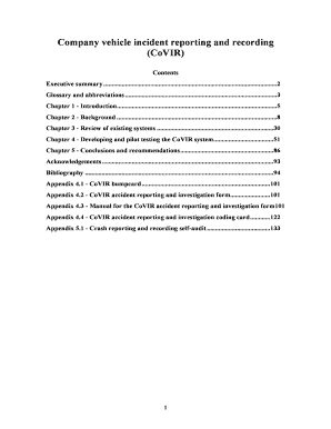 Company Vehicle Incident Reporting and Recording CoVIR Orsa Org  Form