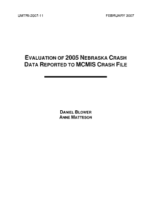 EVALUATION of NEBRASKA CRASH DATA REPORTED to MCMIS CRASH FILE Umtri Umich  Form