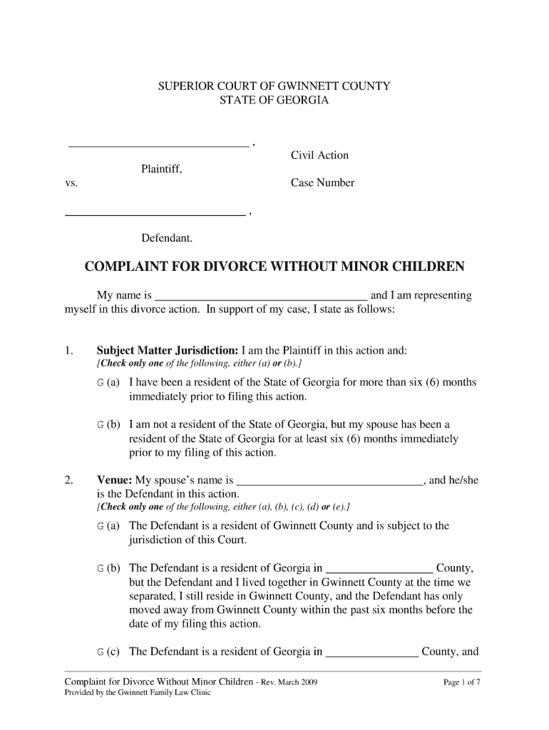  Signed Ga Divorce PDF  Form 2009