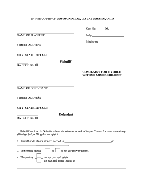 Divorce Complaint  Form