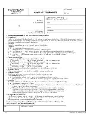 Hawaii Divorce Forms