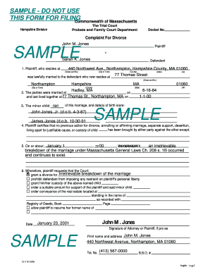 Sample Divorce Papers  Form