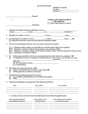 Maine Divorce Forms