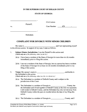 Petition for Divorce Georgia  Form