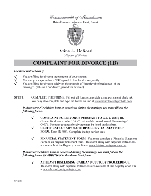 Printable Divorce Forms in Ma