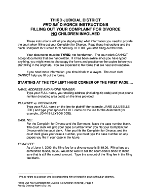 Summit County Clerk of Courts Domestic Relations  Form