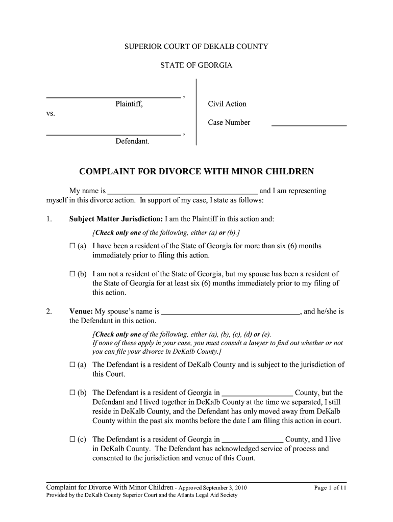  Dekalb Divorce Form 2010-2024