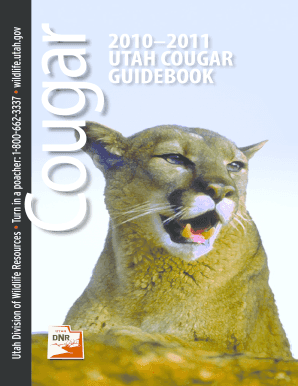 20102011 UTAH COUGAR GUIDEBOOK Wildlife Utah  Form