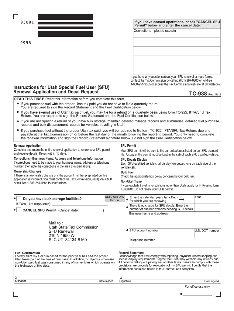  Utah Special Fuel Permit Form 2019-2024