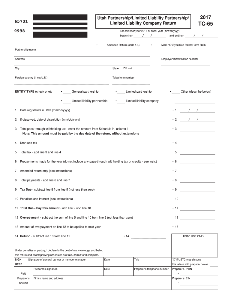  Utah Tc 65 Form 2019