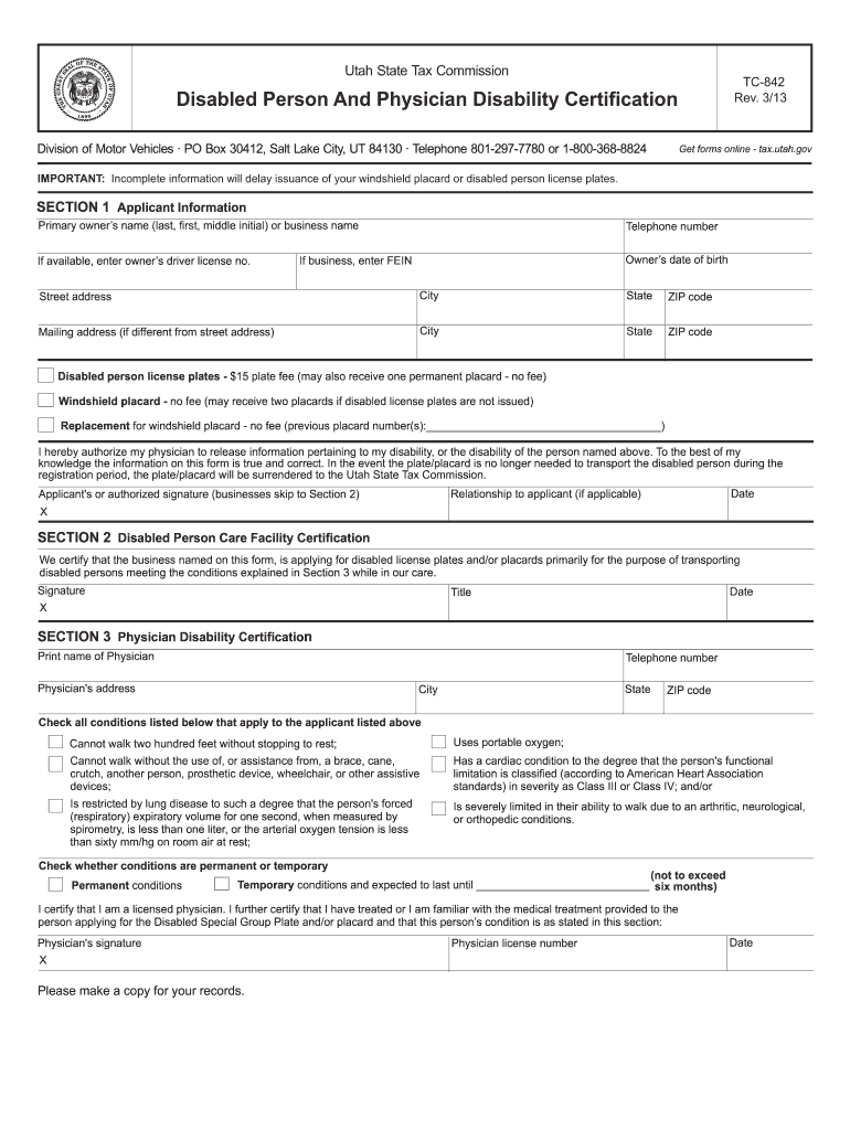  Tc 842 Utah  Form 2013