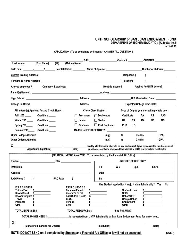 Utah Navajo Trust Fund  Form