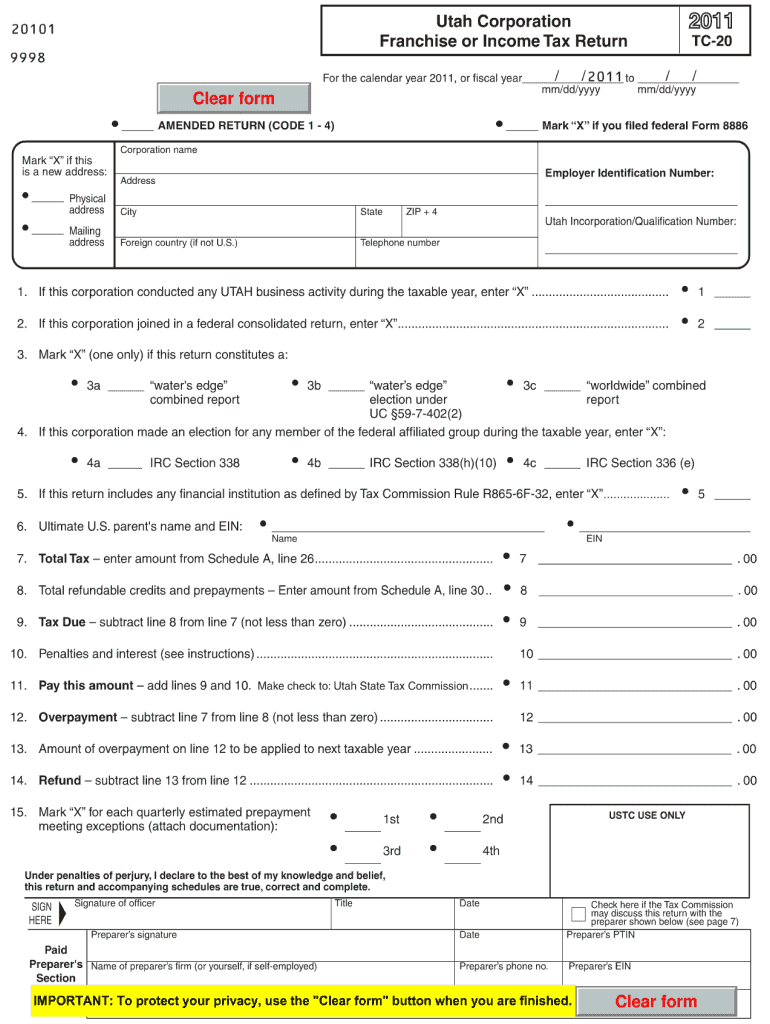  Ut Tc 20 Form 2019