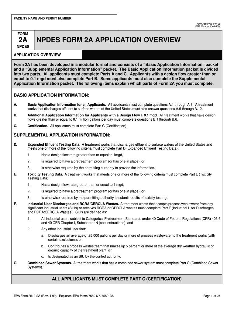  Epa Form 3510 2a 1999