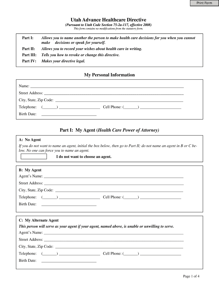 How to Fill Out Online Utah Advance Healthcare Directive Form