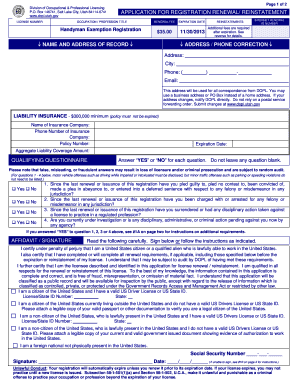 Utah Handyman License Application  Form