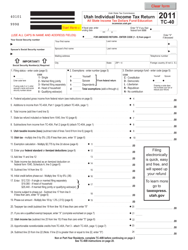  Utah Tc 40 Form 2019