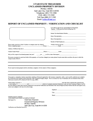 Unclaimed Property Utah  Form