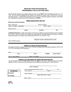 Mvr Utah  Form