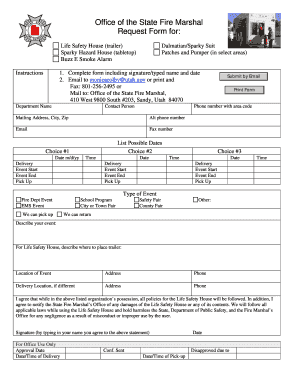 Office of the State Fire Marshal 0BRequest Form for Publicsafety Utah
