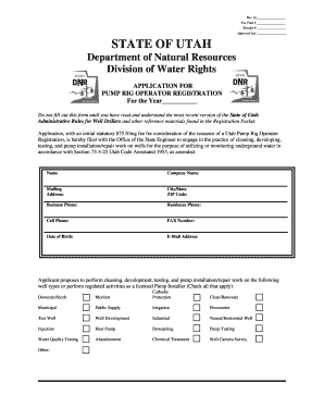 STATE of UTAH Water Rights Waterrights Utah  Form