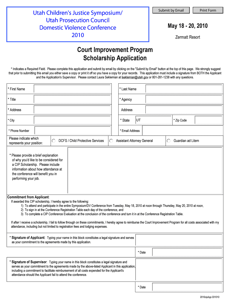 Court Improvement Program Scholarship Application Cjcsym Utah  Form