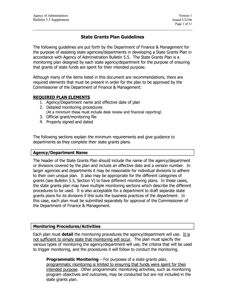 State Grants Plan Guidelines Aoa Vermont  Form