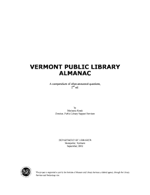 VERMONT PUBLIC LIBRARY Info Libraries Vermont  Form