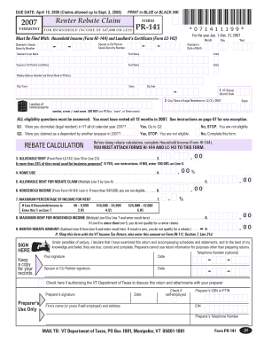  Vt Renters Rebate Form 2007-2024