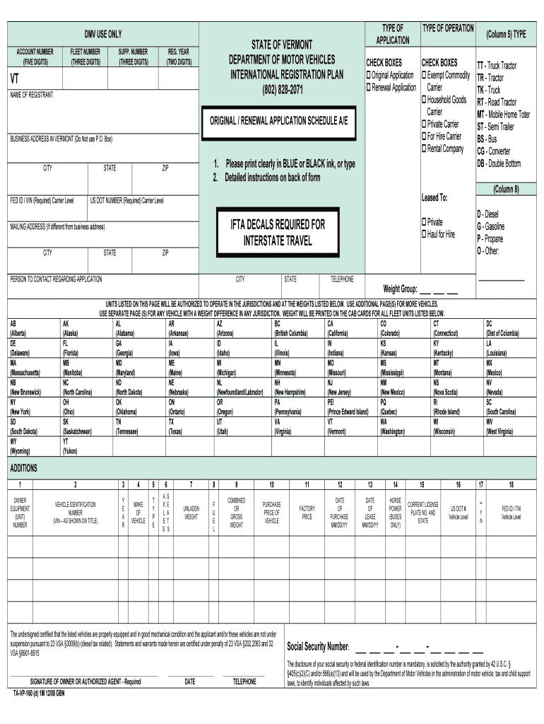 DMV USE ONLY  Vermont Department of Motor Vehicles  Dmv Vermont  Form