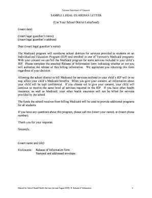 Sample Letter of Guardianship for School  Form