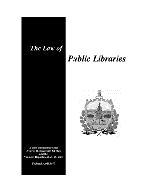 The Law of Public Libraries PDF Vermont Department of Libraries Libraries Vermont  Form
