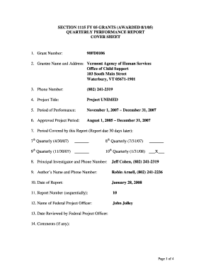 Grantee Name and Address Vermont Agency of Human Services Office of Child Support 103 South Main Street Waterbury, VT 05671 1901  Form