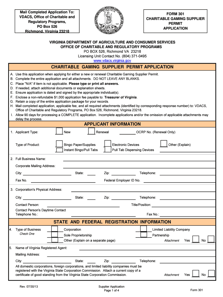 STATE and FEDERAL REGISTRATION INFORMATION Vdacs Virginia