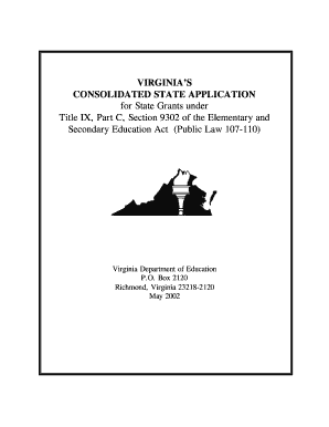 VIRGINIA&#039;S CONSOLIDATED STATE APPLICATION for State Grants Doe Virginia  Form