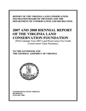 REPORT of the VIRGINIA LAND CONSERVATION FOUNDATION Dcr Virginia  Form