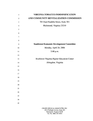 4 24 06 Southwest Ec Virginia Tobacco Indemnification and Tic Virginia  Form