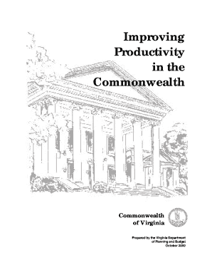 Improving Productivity in the Commonwealth Virginia Department Dpb Virginia  Form
