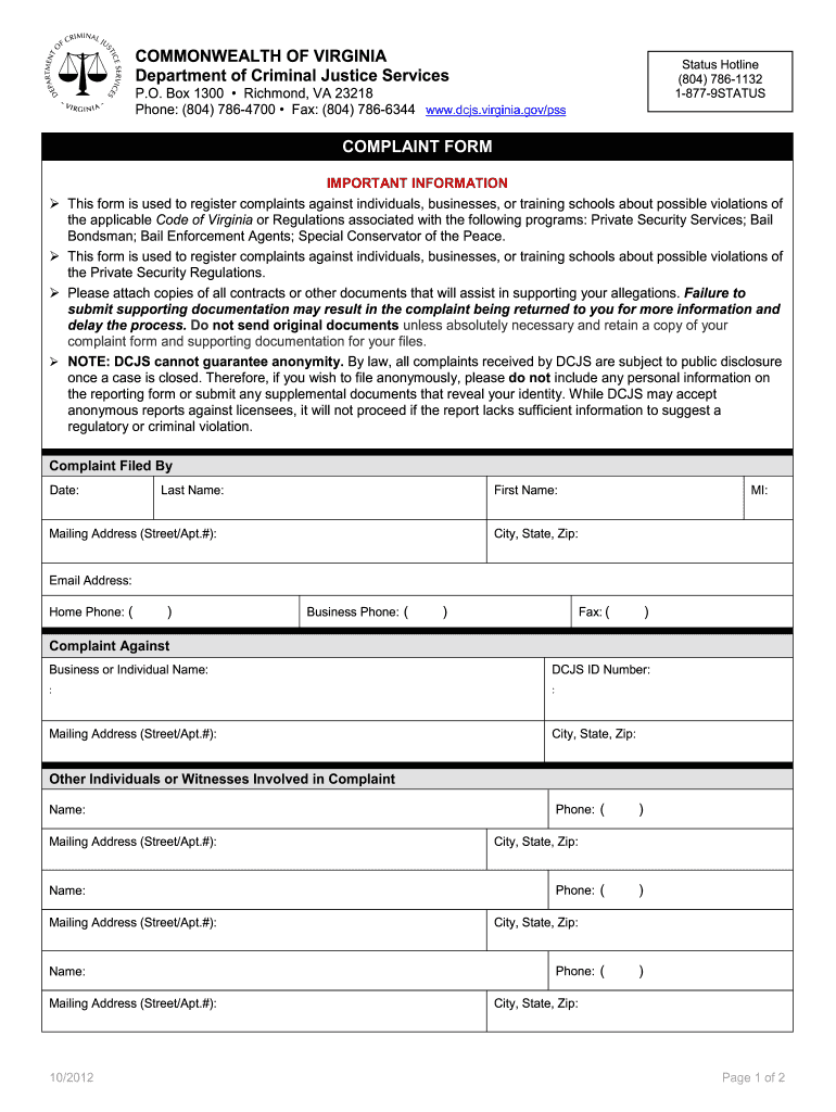  Dcjs Form 2012