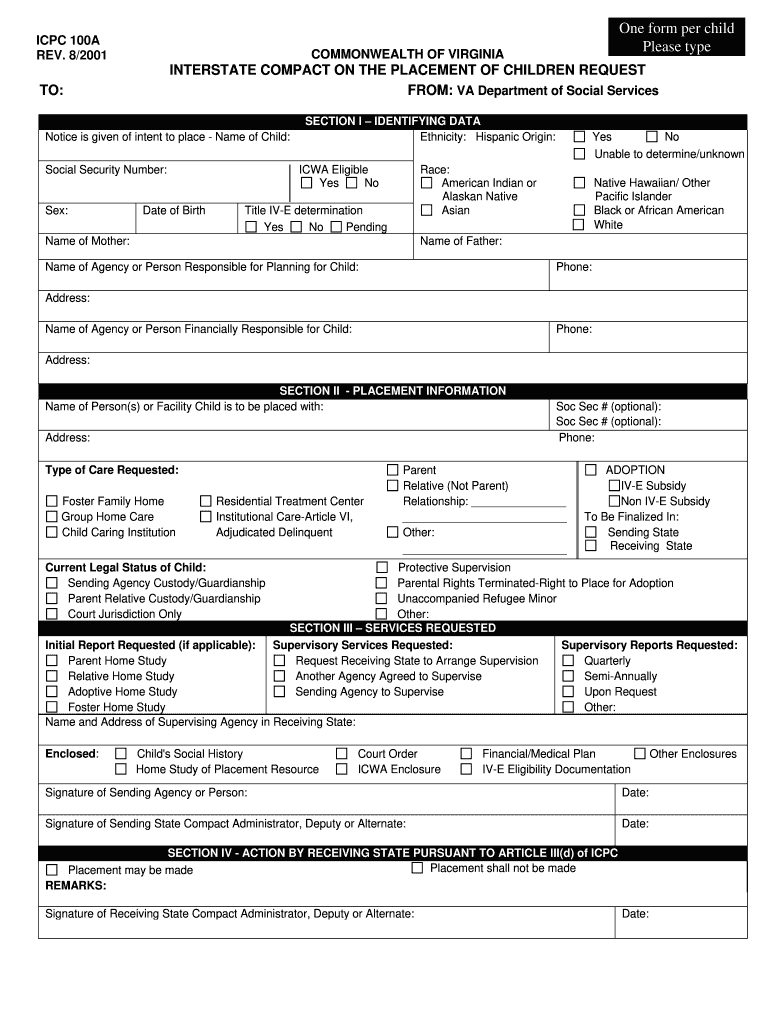  Vets 100a Blank Form 2001-2024