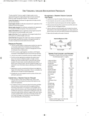 Virginia Freshwater Trophys Aarded Form