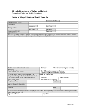 Vosh Online Complaint  Form