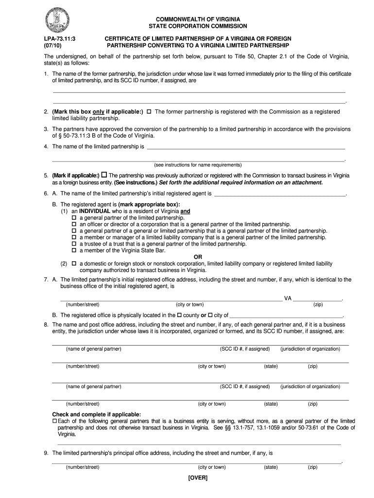 LPA73 113 PDF  Virginia State Corporation Commission    Scc Virginia  Form