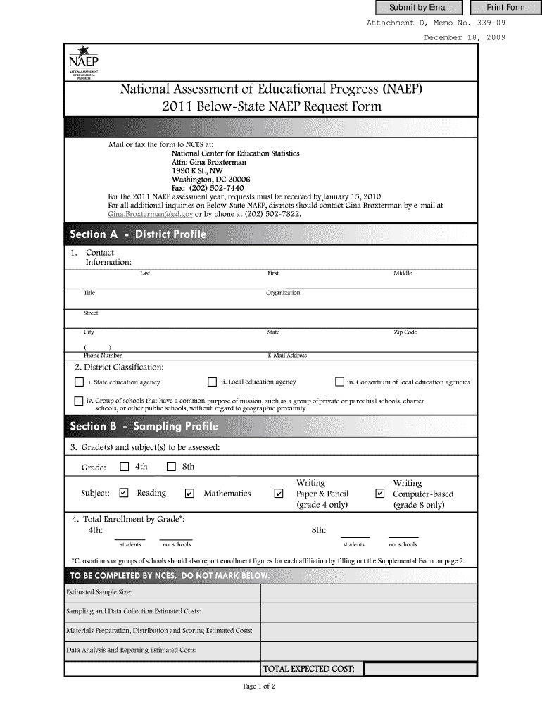 Below State NAEP Request Form Virginia Department of Doe Virginia