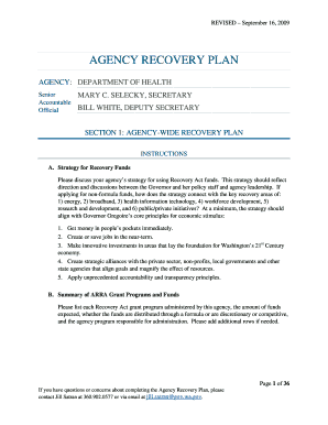 AGENCY RECOVERY PLAN Recovery Wa Gov Recovery Wa  Form