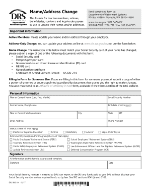 Nameaddress ChaNge Washington State Department of Drs Wa  Form