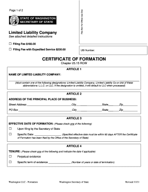 Application to Form a Limited Liability Company Sos Wa