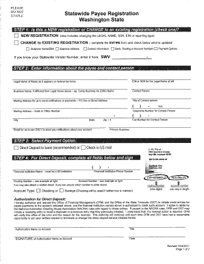 Statewide Vendor Number  Form