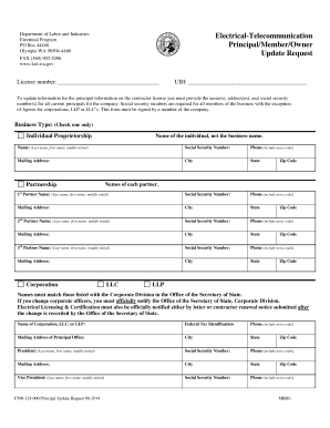 F500 124 000 Electrical Telecommunication Principal Lni Wa  Form